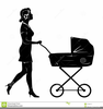 Woman Pushing Stroller Clipart Image
