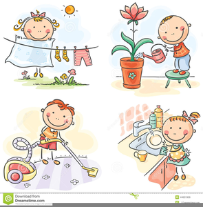 Children Doing Chores Clipart Image