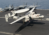 A E-2c Hawkeye Assigned To The  Bear Aces  Of Carrier Airborne Early Warning Squadron One Twenty Four (vaw-124) Lands On The Flight Deck Of Uss Theodore Roosevelt (cvn 71). Image