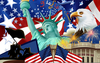 American Flag And Fireworks Clipart Image