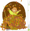 Kids Raking Leaves Clipart Image