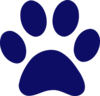 Dark Blue Paw Print Husky Clip Art