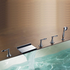 Modern Design Chrome Finish Contemporary Rectangular Waterfall Tub Faucet With Handshower--faucetsuperdeal.com Image