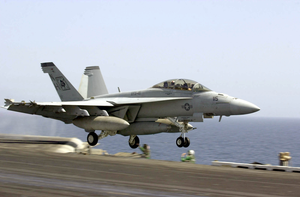 An F/a-18f Super Hornet Launches Off From One Of Four Steam Powered Catapults On The Flight Deck Aboard Uss Nimitz (cvn 68). Image