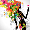 Colorful Floral Girl Silhouette Image
