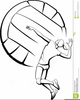 Girl Spiking Volleyball Clipart Image