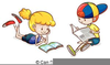 Boy Girl Reading Clipart Image