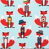 Hipster Fox Fabric Image