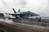 An F/a-18 Hornet Strike Fighter Assigned To The  Valions  Of Strike Fighter Squadron Fifteen (vfa-15) Prepares For Launch Image