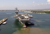 Uss Nimitz (cvn 68) And Her Embarked Air Wing, Carrier Air Wing Eleven (cvw-11) Pull Into Naval Base Pearl Harbor, Hawaii Image