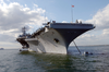 Uss Harry S. Truman (cvn 75) Anchors Out Of Portsmouth, England, While Her Sailors And Marines Enjoy Liberty During The Port Visit Image