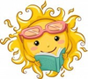 Illustration Of A Relaxed Sun Reading A Book Image