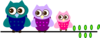 Owl Family On Branch Clip Art