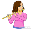 Girl Playing Flute Clipart Image