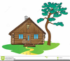 Log Cabin In Woods Clipart Image