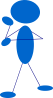 Thinking Blue Stick Man Clip Art