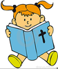 Free Clipart Child Reading Bible Image