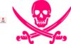 Hot Pink Skull And Swords Clip Art