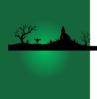 Halloween Scene Green Clip Art