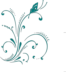 Teal Butterfly Scroll Clip Art