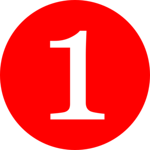 Red, Rounded,with Number 1 Clip Art