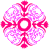 Damask Flourish- Pink Orange Clip Art