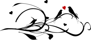 Love Birds On A Branch - Red Heart Clip Art