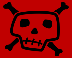 Skull And Crossbones With Red Background Clip Art