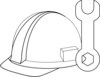 White Hard Hat & Tool Clip Art