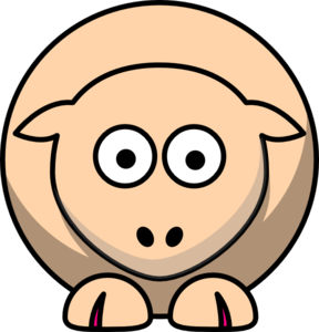 Sheep Looking Straight Peach  Clip Art