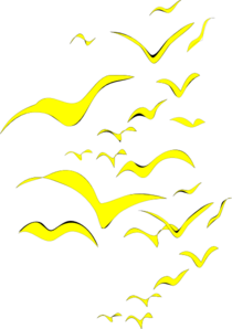 Yellow Bird Flock Vertical Clip Art