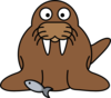 Walrus With Fish Clip Art