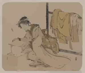 Young Lady Removing A Kemari (ball) From Its Box. Clip Art