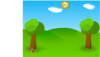 Two Trees Green Field Sun Clip Art