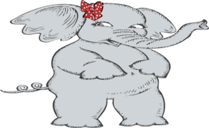 Elephant With Red Polka Dot Bow Clip Art