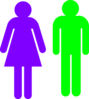 Boy And Girl Stick Figure - Green Purple Clip Art