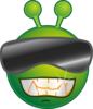 Smiley Green Alien Cool No Shadow Clip Art