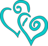 Teal Intertwined Hearts Clip Art