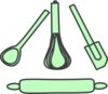 Bakery Utensils Pastel Green Clip Art