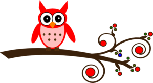 Red Owl On Branch Clip Art