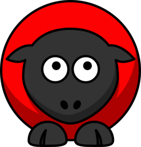 Sheep - Red On Red On Black Eyes To Up Over Clip Art