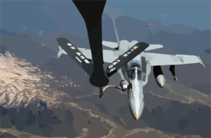 An F/a-18 Hornet Strike Fighter Embarked Aboard Uss Harry S. Truman (cvn 75) Receives Fuel From An Air National Guard Boeing Kc-135 Stratotanker. Clip Art