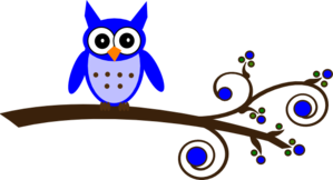 Blue Owl On Branch Clip Art
