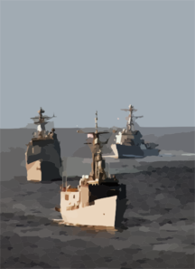 He Guided Missile Frigate Uss Ford (ffg 54), Guided Missile Cruiser Uss Lake Champlain (cg 57) And Guided Missile Destroyer Uss Howard (ddg 83) Maneuver To Establish A Multi-ship Column Formation Clip Art