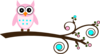Pink And Aqua Owl On Branch Clip Art