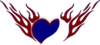 Blue Heart Red Flames Clip Art