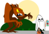 Werewolf Chasing Kid Clip Art