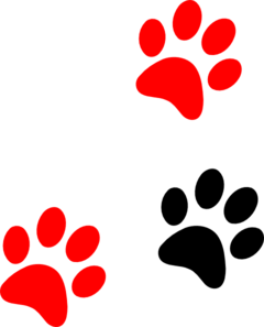Black/red Paw Print Clip Art