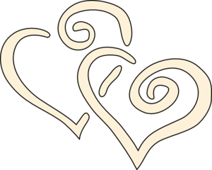 Cream Swirly Hearts Clip Art