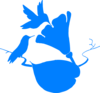 2 Blue Hummingbirds In Corner Clip Art